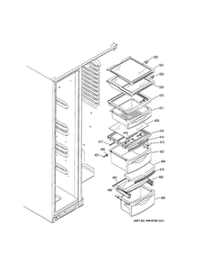 Fresh Food Shelves Diagram and Parts List for PSS28KSHECSS  General Electric Refrigerator