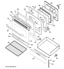 Door & Drawer Parts Diagram and Parts List for JGB645DEK1BB  General Electric Range