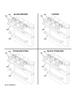 Cafe Customization Diagram and Parts List for CGB550P3M1D1  General Electric Range