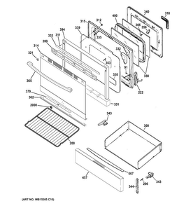 Door & Drawer Parts Diagram and Parts List for JGB450REK1SS  General Electric Range