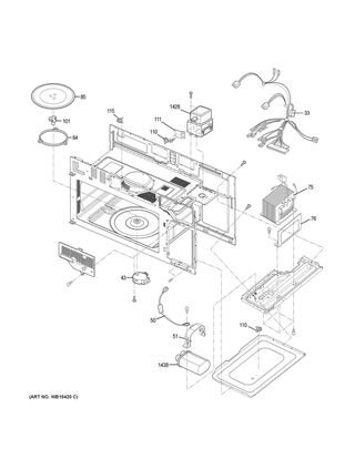 Interior Parts 1 Diagram and Parts List for JNM3163DJ3BB  General Electric Microwave