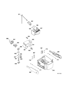 ICE MAKER & DISPENSER Diagram and Parts List for PIR23MGTABV  General Electric Refrigerator