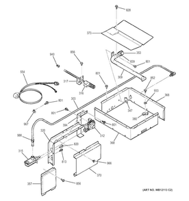 Gas & Burner Parts Diagram and Parts List for JGRS06BEJ2BB  General Electric Wall Oven