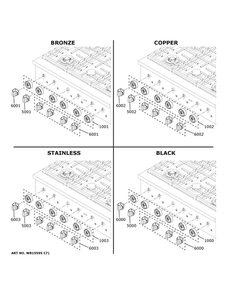 Cafe Customization Diagram and Parts List for CGU366P3T1D1  General Electric Cooktop