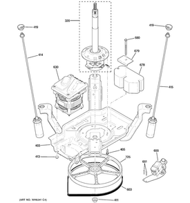 Suspension, Pump & Drive Components Diagram and Parts List for GTWP1800D2WW  General Electric Washer