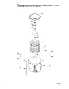 TUB, BASKET & AGITATOR Diagram and Parts List for GTW460BMK0WW  General Electric Washer