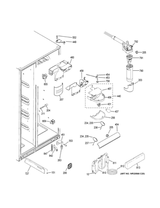 Fresh Food Section Diagram and Parts List for GSS25CGHKCWW  General Electric Refrigerator