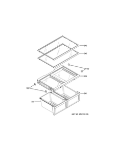 Fresh Food Shelves 1 Diagram and Parts List for GBE21DGKURBB  General Electric Refrigerator