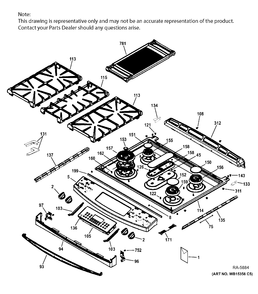 CONTROL PANEL & COOKTOP Diagram and Parts List for PCGS950SEF2SS  General Electric Range