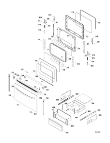 DOOR-DRAWER Diagram and Parts List for JCBP84DP1WW  General Electric Range