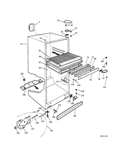 CABINET GROUP Diagram and Parts List for 33110-3  General Electric Refrigerator