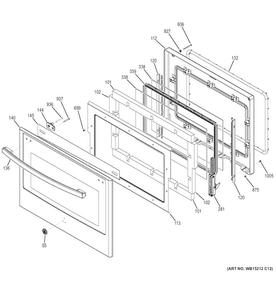 Door Diagram and Parts List for JCK1000SF3SS  General Electric Wall Oven