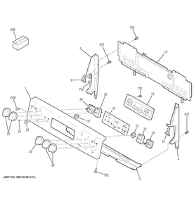 Control Panel Diagram and Parts List for JB700DJ1BB  General Electric Range
