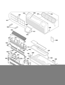Grille, Heater & Base Pan Parts Diagram and Parts List for AZ61H12EABW3  General Electric Air Conditioner