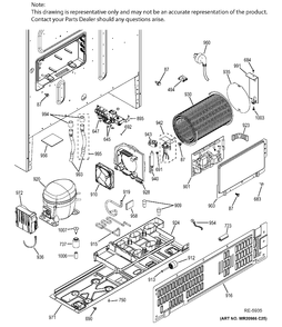 MACHINE COMPARTMENT Diagram and Parts List for PWE23KMDDES  General Electric Refrigerator