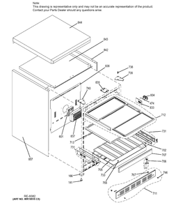 CABINET & SHELVES Diagram and Parts List for ZDOD240HASS  General Electric Refrigerator