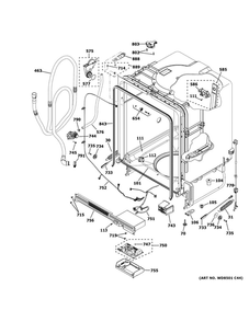 Body Parts Diagram and Parts List for GDF511PSR1SS  General Electric Dishwasher