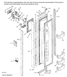 FZ DOOR Diagram and Parts List for ZISB480DXC  General Electric Refrigerator