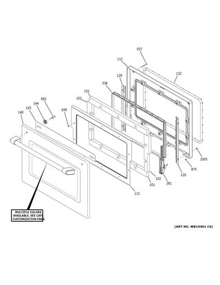 Oven Door Diagram and Parts List for CTC912P2N1S1  General Electric Microwave