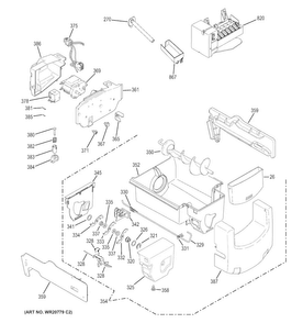 Ice Maker & Dispenser Diagram and Parts List for PZS25KSECFSS  General Electric Refrigerator
