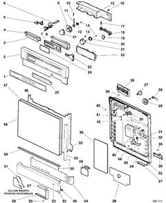 DOOR & ESCUTCHEON PARTS Diagram and Parts List for GSB9935VS129  General Electric Dishwasher