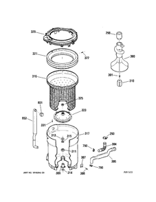 TUB Diagram and Parts List for 56221B3WW  General Electric Washer