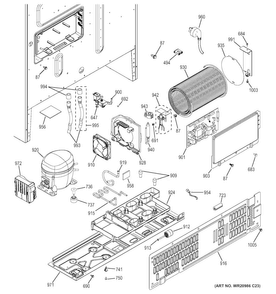 Machine Compartment Diagram and Parts List for GYE22KMHBES  General Electric Refrigerator