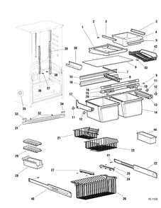 CABINET GROUP Diagram and Parts List for 3220-00LA0S00  General Electric Refrigerator