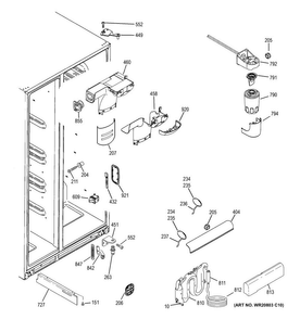 Fresh Food Section Diagram and Parts List for PZS22MMKEHES  General Electric Refrigerator