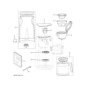 Coffee Maker Diagram and Parts List for P7CGAAS6T2BB  General Electric Coffee Maker