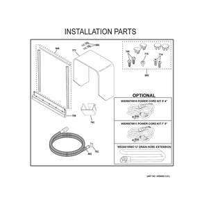 Installation Parts Diagram and Parts List for ZDT925SPNCSS  General Electric Dishwasher