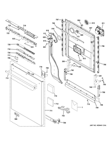 ESCUTCHEON & DOOR ASSEMBLY Diagram and Parts List for ZDT870SSF7SS  General Electric Dishwasher