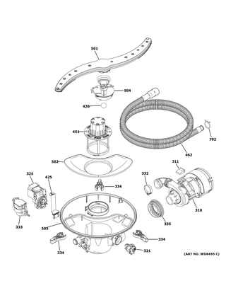 Part Location Diagram of WD22X25465 GE PLASTIC COURSE FILTER