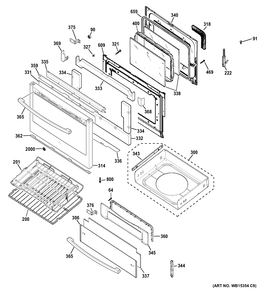 DOOR & DRAWER PARTS Diagram and Parts List for PGB945SEF3SS  General Electric Range