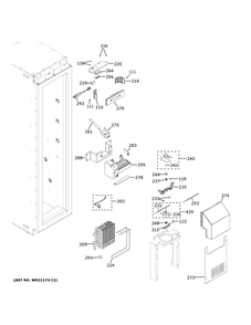 Freezer Section Diagram and Parts List for ZIF301NPPBII  General Electric Freezer