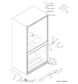 Case Parts Diagram and Parts List for ABE20EGHBRWS  General Electric Refrigerator