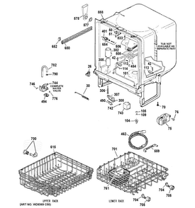 Body Parts Diagram and Parts List for GSM2200V45BB  General Electric Dishwasher