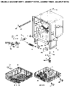 Tub And Rack Diagram and Parts List for GSD640P-48WB  General Electric Dishwasher