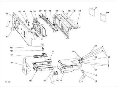 CONTROL & DISPENSER Diagram and Parts List for GFAN1100L3WW  General Electric Washer