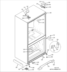 Case Parts Diagram and Parts List for PSKS333EB4WW  General Electric Refrigerator