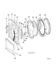 DOOR Diagram and Parts List for GCVH6260H1WW  General Electric Washer