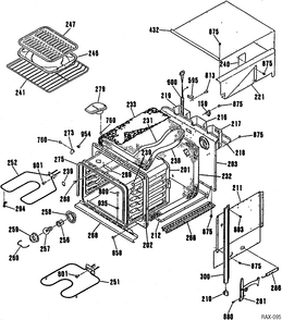 OVEN BODY Diagram and Parts List for JCKS05GR-3  General Electric Range