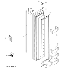 FREEZER DOOR Diagram and Parts List for ZISS360NRKSS  General Electric Refrigerator