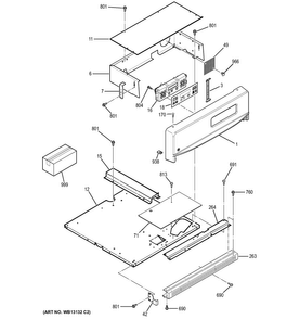 Control Panel Diagram and Parts List for JGRS06BEJ2BB  General Electric Wall Oven