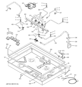 Gas & Burner Parts Diagram and Parts List for PGP976SET2SS  General Electric Cooktop