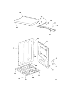 CABINET Diagram and Parts List for GCMX180ED0WW  General Electric Dryer