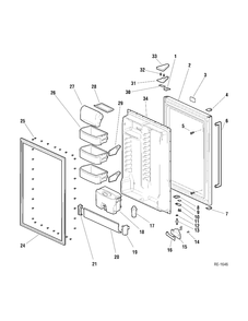 FF DOOR Diagram and Parts List for GDE18ZBRARSS  General Electric Refrigerator