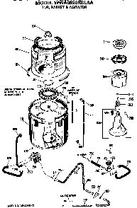 Tub, Basket And Agitator Diagram and Parts List for WWA9890RBLAA  General Electric Washer