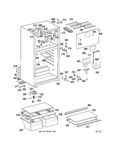CABINET Diagram and Parts List for MTS16GBMDRWW  General Electric Refrigerator