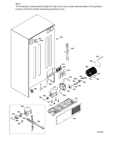 SEALED SYSTEM & MOTHERBOARD Diagram and Parts List for DSRS3KGXHFGS  General Electric Refrigerator